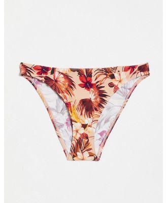 Figleaves bikini briefs in mink leaf print-Brown