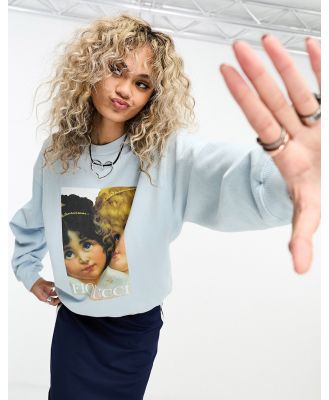 Fiorucci relaxed sweatshirt with angels poster graphic in blue