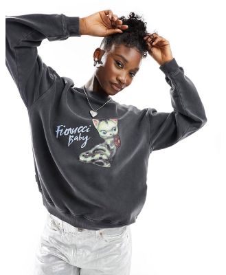 Fiorucci relaxed sweatshirt with baby cat graphic in washed black