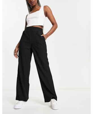 Fire & Glory Sarah textured wide leg pants in black