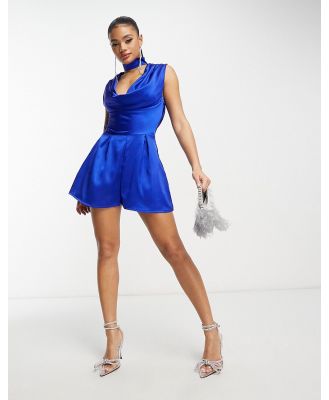 First Distraction the label cowl neck playsuit in cobalt-Blue