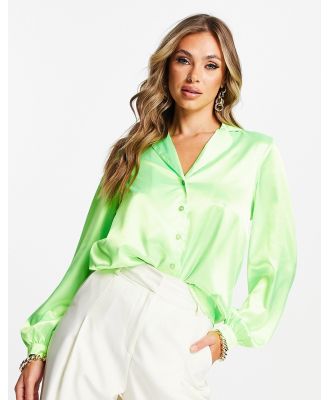 First Distraction The Label satin shirt in neon green