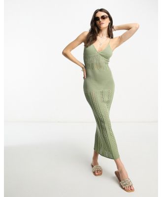 Flook premium Aura crochet maxi beach summer dress in sage-Green