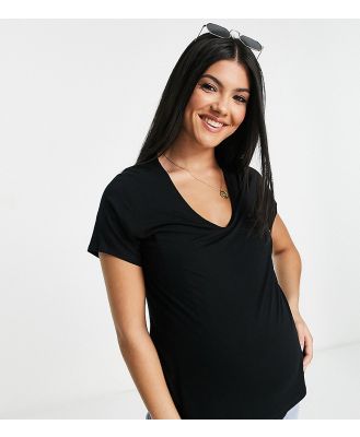 Flounce London Maternity fitted stretch t-shirt in black