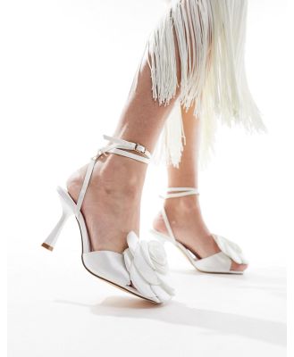 Forever New Bridal rosette detail heels in ivory-White