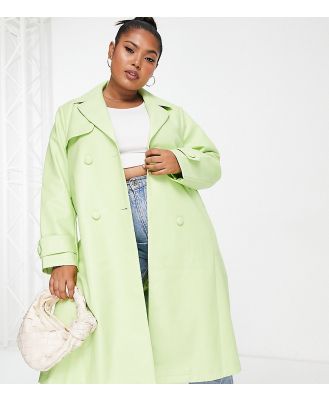 Forever New Curve belted metallic PU jacket in lime-Green