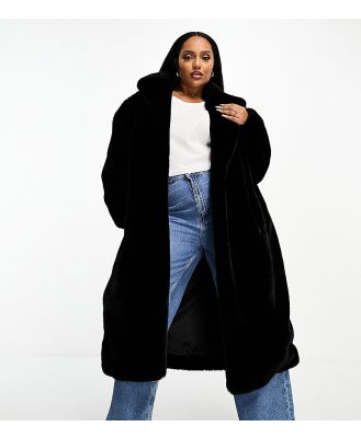 Forever New Curve faux fur maxi coat in black