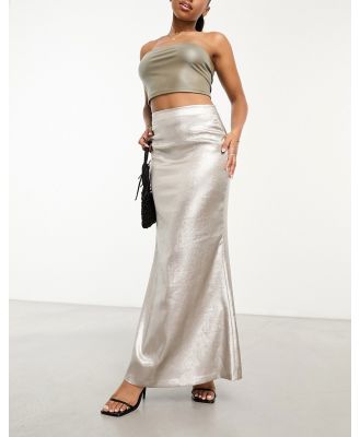 Forever New metallic maxi skirt in silver