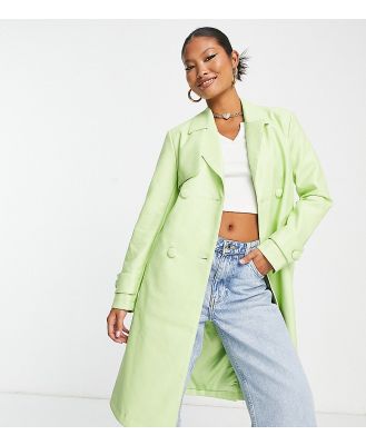 Forever New Petite belted PU jacket in lime-Green