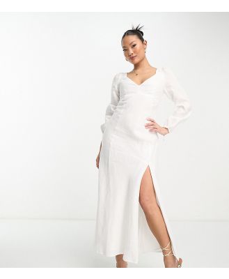 Forever New Petite long sleeve maxi dress in ivory-White