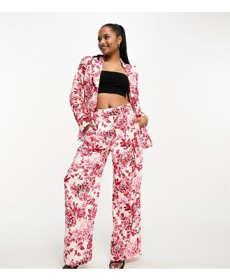 Forever New Petite satin pants in red floral print (part of a set)