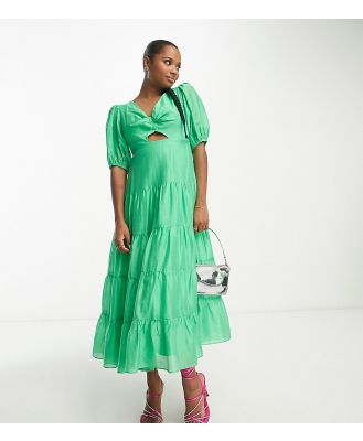 Forever New Petite short sleeve cut out maxi dress in green
