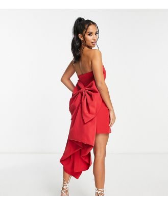 Forever New Petite strapless trailing bow mini dress in red
