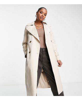 Forever New Petite trench coat with tie belt in stone-Neutral