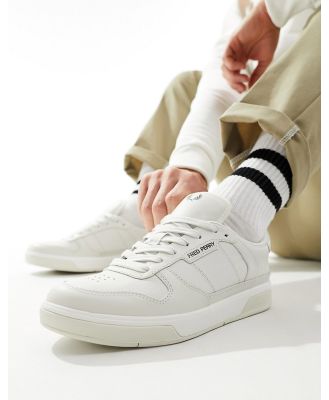 Fred Perry B300 textured leather sneakers in ecru-White
