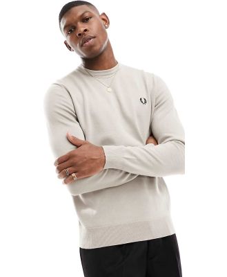 Fred Perry classic crew neck jumper in beige-Neutral