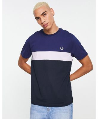 Fred Perry colour block t-shirt in navy