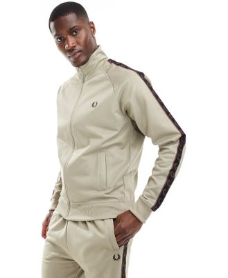 Fred Perry contrast tape track jacket in beige (part of a set)-Neutral