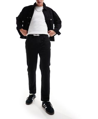 Fred Perry drawstring tapered pants in black