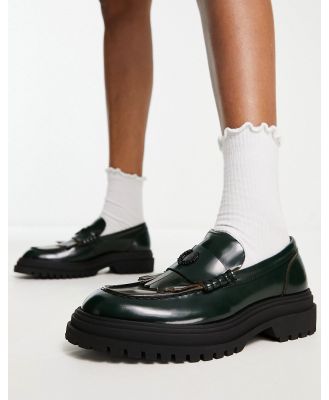 Fred Perry FP leather loafers in night green