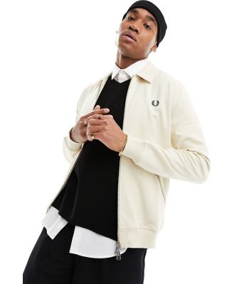 Fred Perry jersey zip through jacket in beige-Neutra