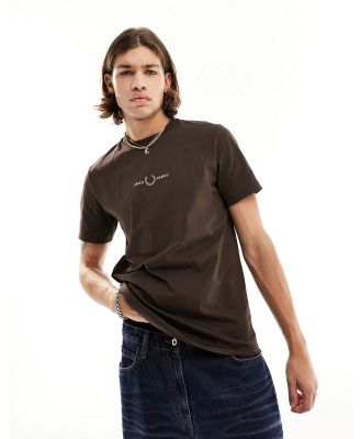 Fred Perry logo t-shirt in burnt tobacco-Brown