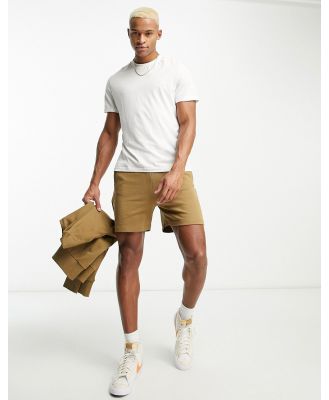 Fred Perry pocket detail jersey shorts in tan-Brown