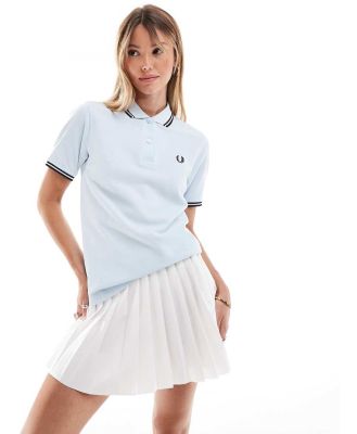 Fred Perry polo shirt in ice blue-White