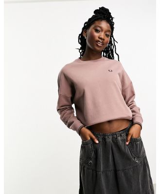 Fred Perry tipped crew neck sweatshirt in pink