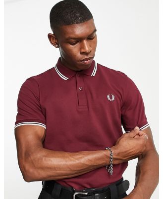 Fred Perry twin tipped logo polo in burgundy