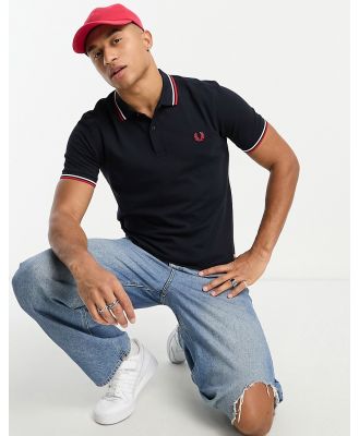 Fred Perry twin tipped logo polo in navy/white/red