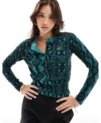 Fred Perry x Amy Winehouse long sleeve knitted jumper in green snakeskin