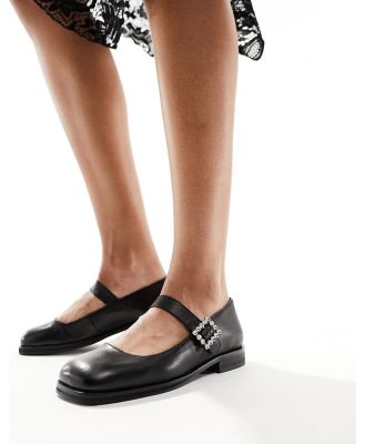Free People diamante buckle mary jane flats in black