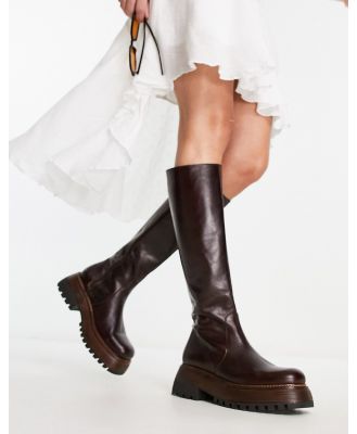 Free People Rhodes tall leather boots in chocolate brown