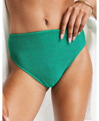Free Society high waist high leg bikini bottoms in green crinkle
