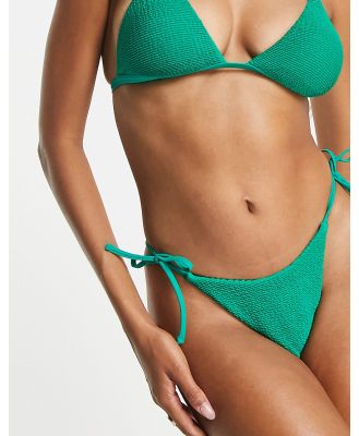 Free Society mix and match high leg tie side bikini bottoms in green crinkle