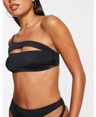Free Society mix and match one shoulder crop bikini top in black