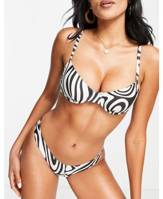 Free Society mix and match underwire bikini top in black and white swirl-Multi