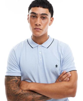 French Connection single tipped polo in sky blue