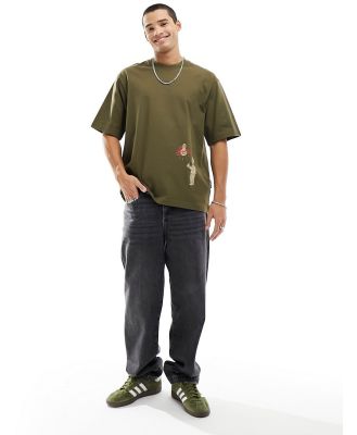 G-Star lightbulb t-shirt in khaki green with placement print