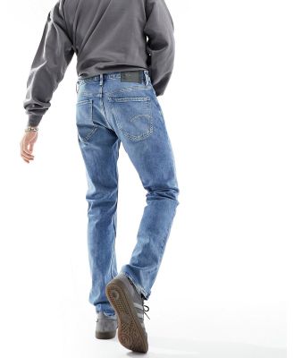 G-Star Mosa straight fit jeans in midwash blue denim-Navy