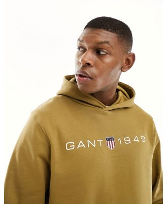GANT 1949 shield logo print hoodie in tan-Brown