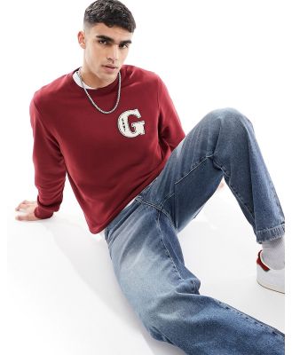GANT applique G logo sweatshirt in burgundy-Red