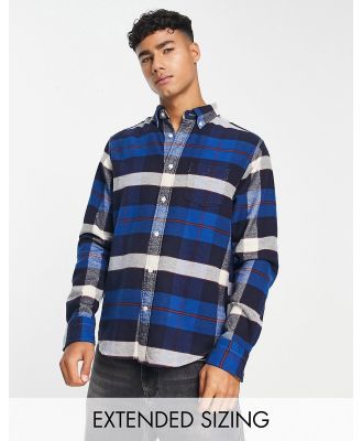 GANT check flannel regular fit shirt in mid blue
