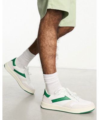 GANT Goodpal leather sneakers in white cream suede with green panels and logo-Multi