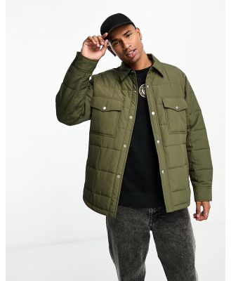GANT quilted relaxed fit shirt jacket in dark green