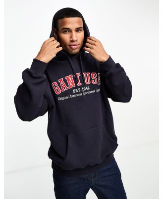 GANT USA logo relaxed fit fleece hoodie in navy