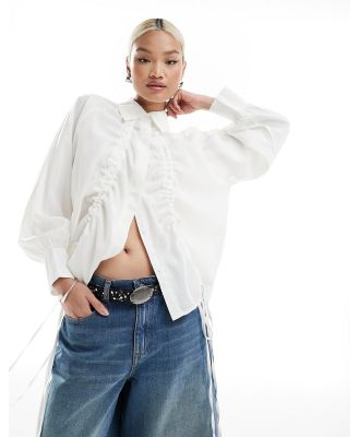 Ghospell ruched drawstring shirt in white