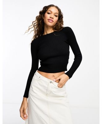 Gianni Feraud cropped ribbed knitted top in black