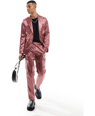 Gianni Feraud dark mauve satin straight suit pants-Purple